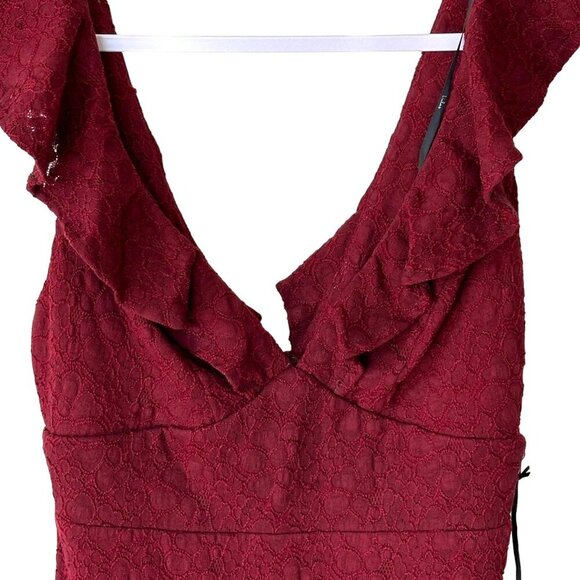 Lulus Dresses & Skirts - LULUS Burgundy Red Floral Lace Bodycon Short Mini Dress X-SMALL Women Cocktail